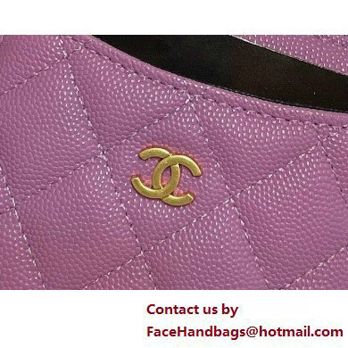 Chanel Grained Calfskin  &  Gold-Tone Metal Zip Coin Purse AP2061 Purple 2025